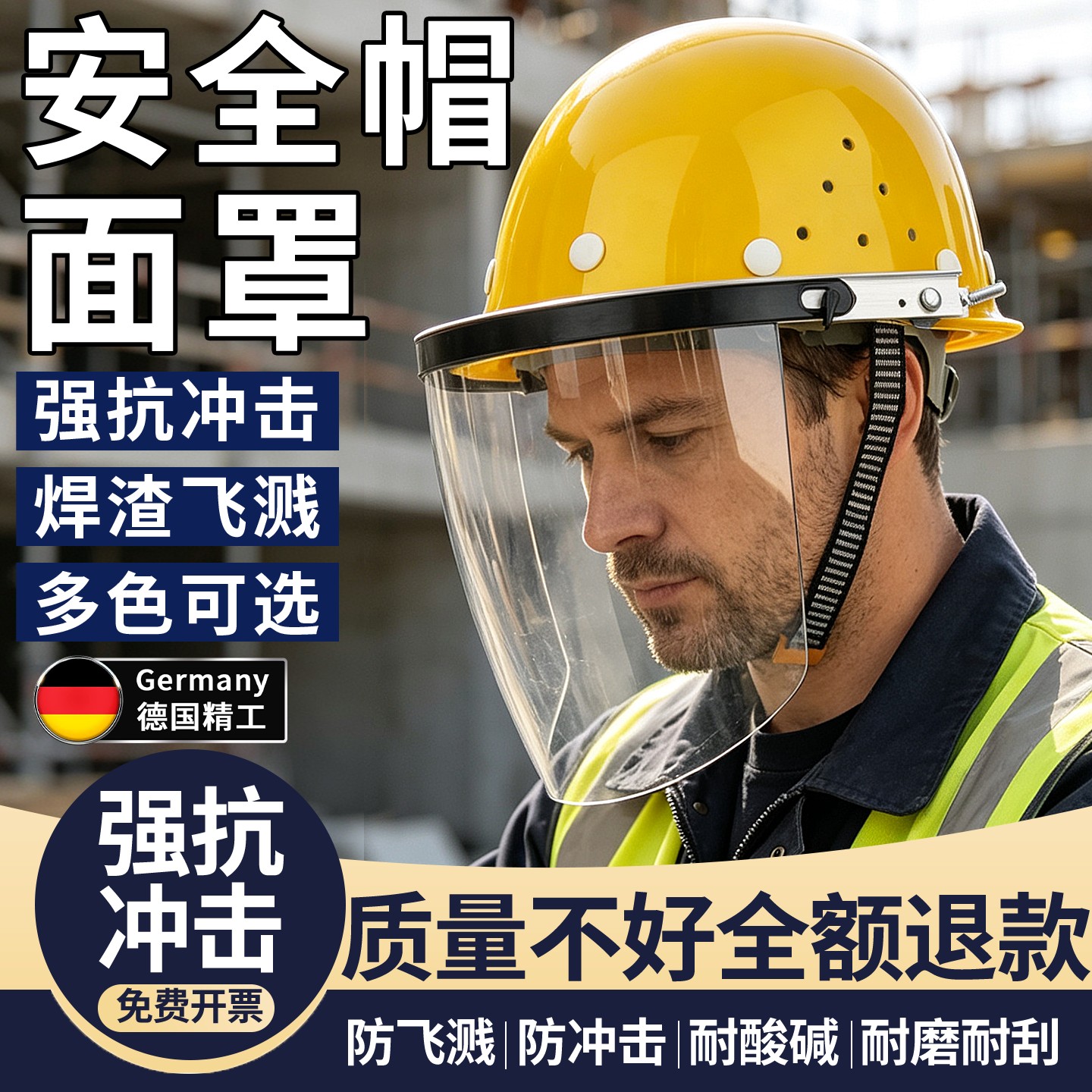安全帽面罩专用电焊防护安全帽式
