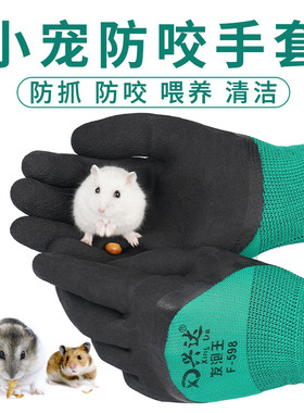 小宠物防咬手套仓鼠用品儿童防护手套赶海动物防抓伤猫金丝熊鹦鹉