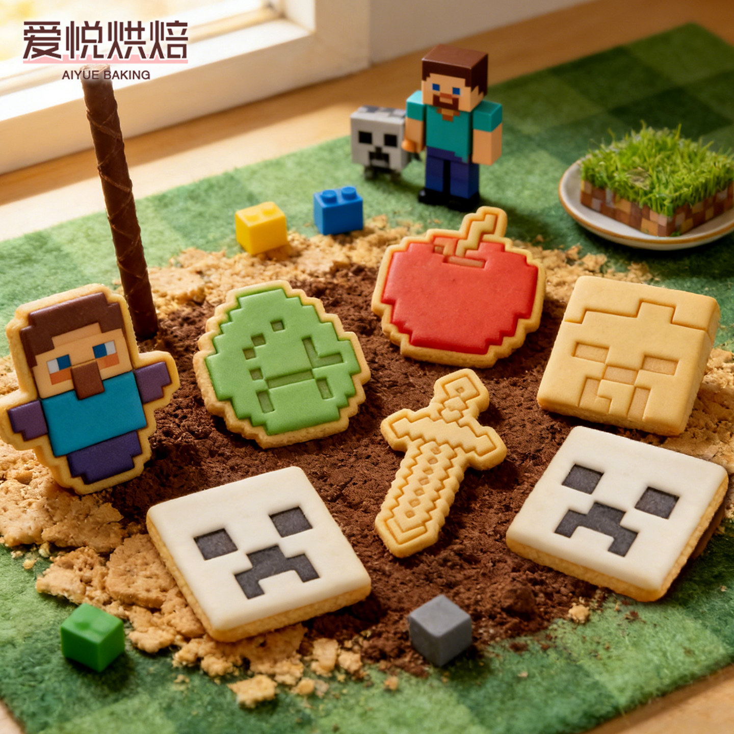我的世界卡通饼干模具不死图腾卡通印花曲奇3d立体按压式烘焙工具