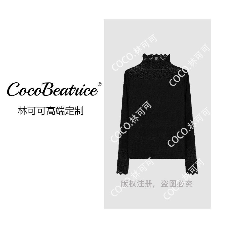 【COCO林可可】时尚设计感拼接蕾丝半高领上衣301394,女装/女士精品,T恤,淘宝优惠券,粉丝福利购,淘宝优惠卷