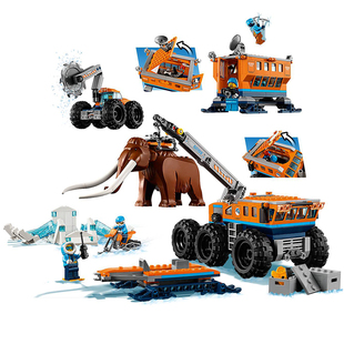 国产积木城市系列新北极探险极地移动勘察基地破冰船飞机儿童玩具