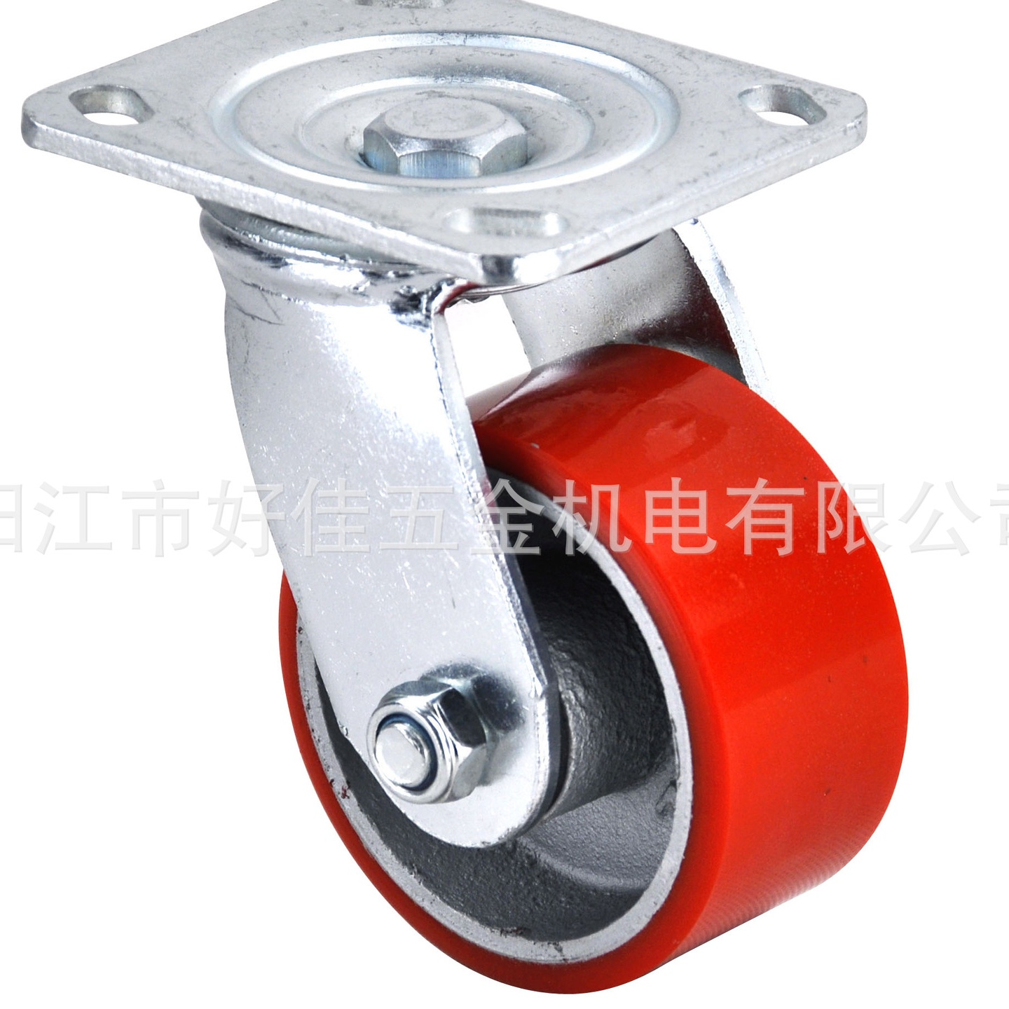 源头工厂直供4X2重型双轴承铁芯高耐磨聚氨脂（PU）万向脚轮