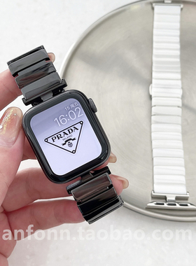 适用于applewatch987苹果s10手表45代表带iwatch6se金属陶瓷链式