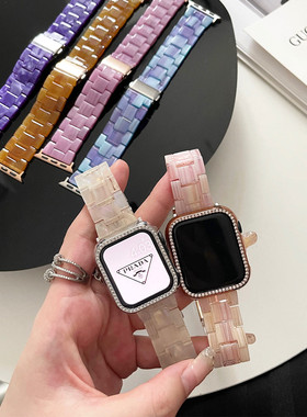 春夏新款轻便树脂花iwatch7654代SE适于applewatch89苹果10手表带