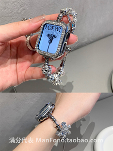 潘多拉串珠表带适用applewatch8苹果手表iwatch765SE金属手链式_女