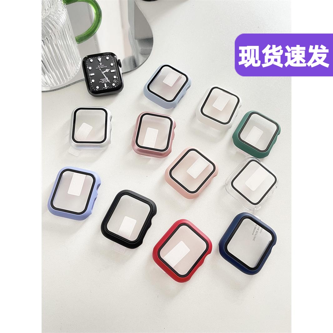 【保护套+钢化膜】适用苹果iwatch789磨砂s10表壳56se手表保护套