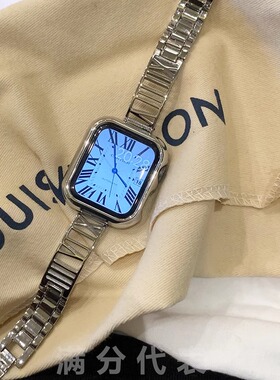 罗马数字星光色金属手镯表带适用于s9iwatch8765se苹果s10手表带