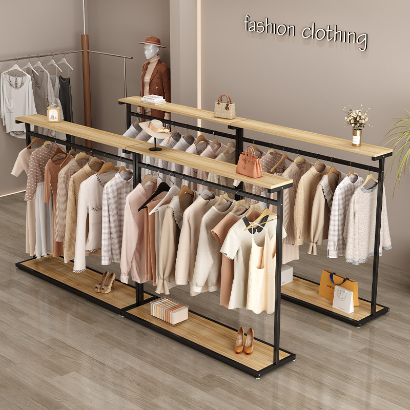 服装店中岛展示架童装货架男装衣服挂衣架女装店铺落地式陈列道具