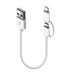 二合一数据线短25cm适用苹果华为荣耀oppo小米typec手机通用快充2合1一拖二充电线USB车载双头超短款转接线