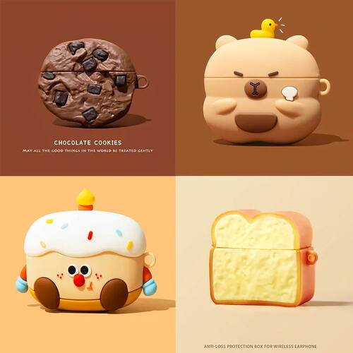 3D Chocolate Cookies Bread Cover for AirPods 4 Cartoon Cute