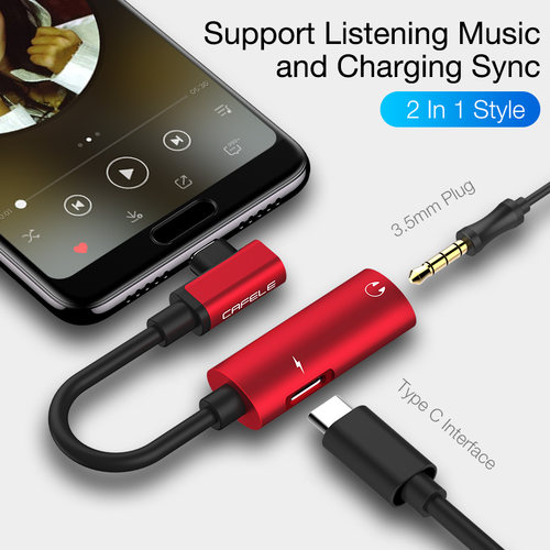 Cafele USB Type C to 3.5mm OTG Adapter For Huaiwei P20 30