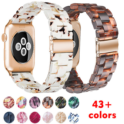 Resin strap for apple watch band 7 44mm 40mm 42mm 38mm 41 45mm correa transparent Loop watchband