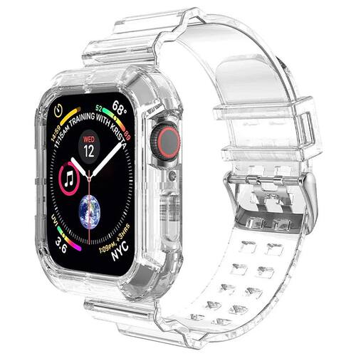 Clear Band + Case for Apple Watch Series 9 8 7 6 SE 5 49mm