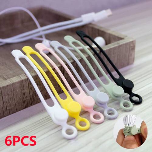 6pcs/set Silicone Cable Ties,Cord Organizer,Cable