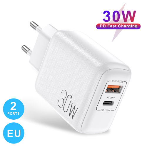 USLION 2 Ports Quick Charge Phone Charger 30W QC3.0 PD3.0