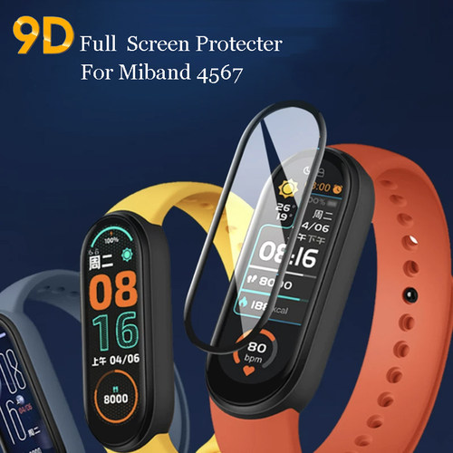 9D Full Screen Protector for Xiaomi Miband 5 6 7 Film Strap