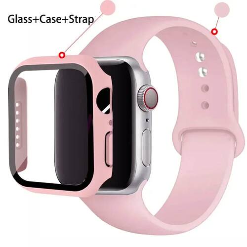 Sport band+Glass+Case For Apple Watch bands 44mm 40mm 45mm
