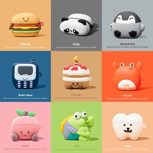 3D Earphone Case for AirPods Pro 3 Cartoon Cake Panda Crabs