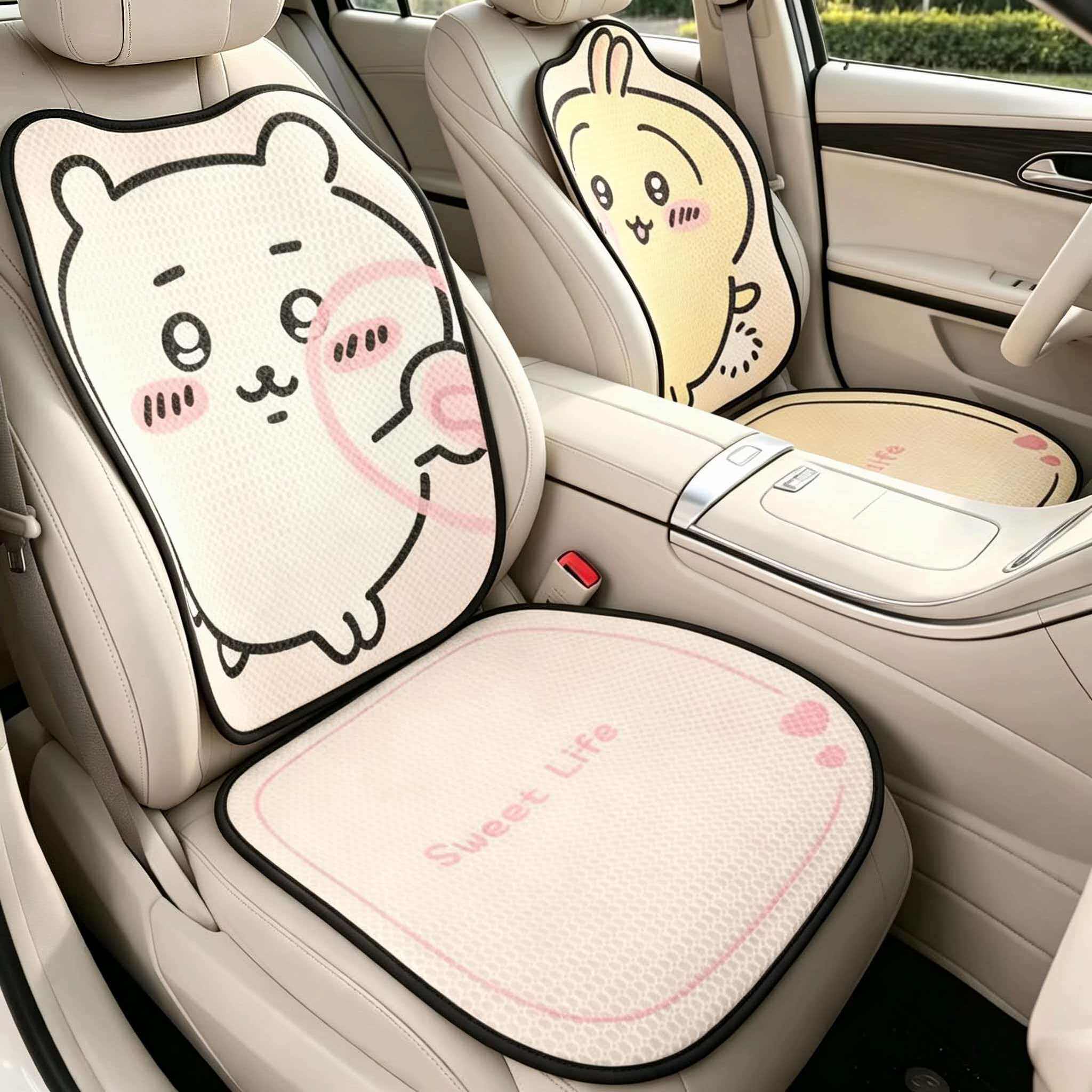 汽车坐垫四季通用夏季新款座垫可爱冰丝透气座椅套通风后座座套