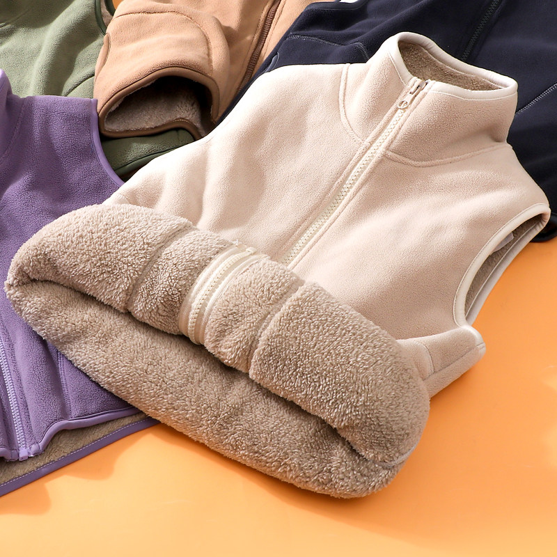 儿童加绒马甲加厚摇粒绒背心外套秋冬季学生保暖马夹仿羊驼绒坎肩