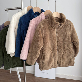 儿童舒棉绒外套秋冬加绒加厚亲子款男童轻薄保暖外套女童毛毛上衣