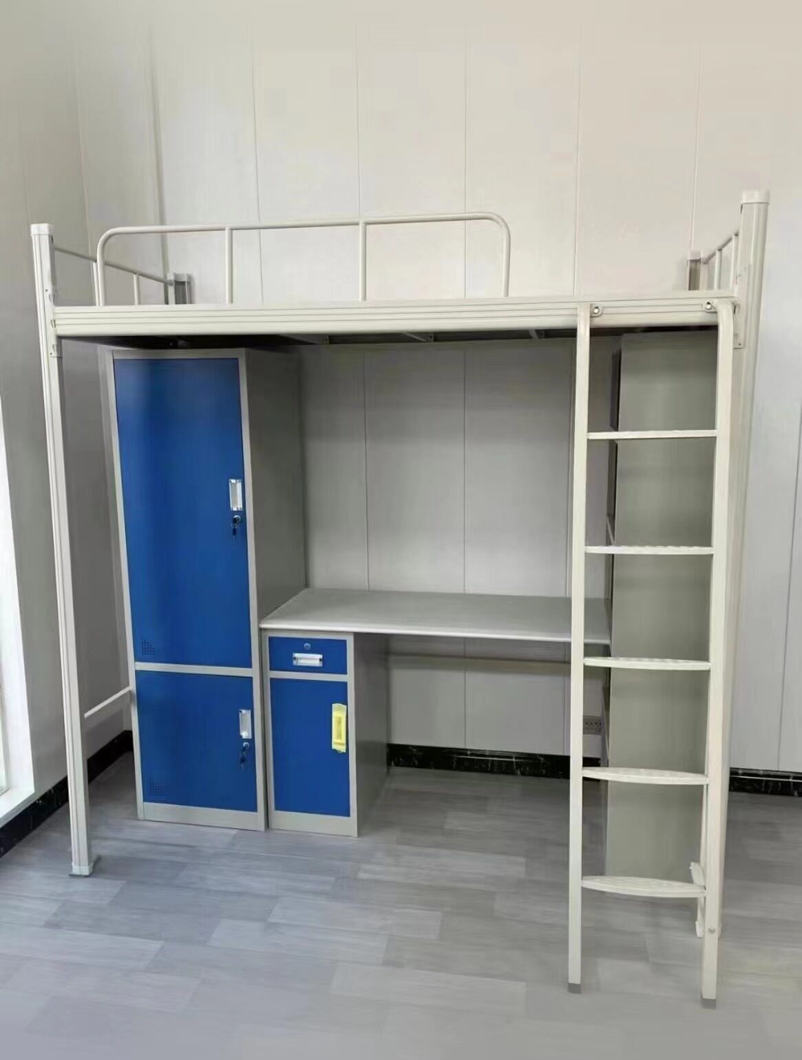 学校学生宿舍公寓床单位员工钢制连体组合上下床带衣柜书桌