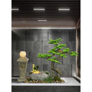 客厅阳台办公区招财松树景观新中式 假山流水落地喷泉石槽礼品摆件