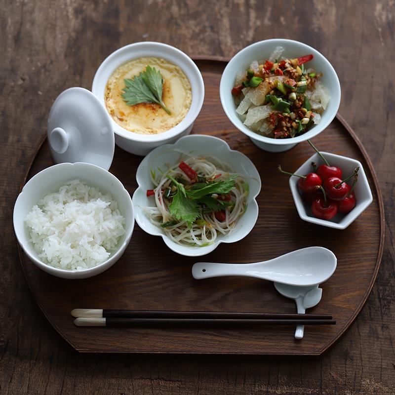 一人食餐具冷菜盘定量分餐盘餐具饭碗月子中心餐点心碗花边异型盘