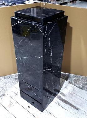 双层天然黑白根大理石底座艺术品展示台工艺品摆件柱客厅雕塑立柱