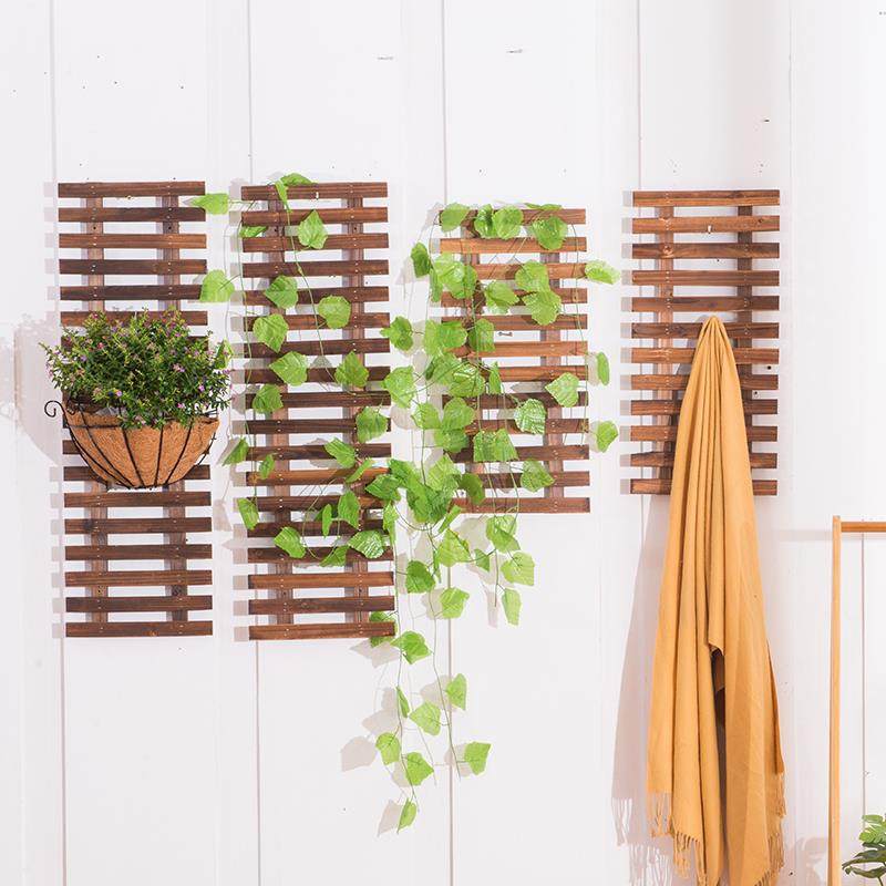 碳化实木客厅墙上花架子挂墙上装饰阳台墙壁绿萝悬挂式植物花盆架