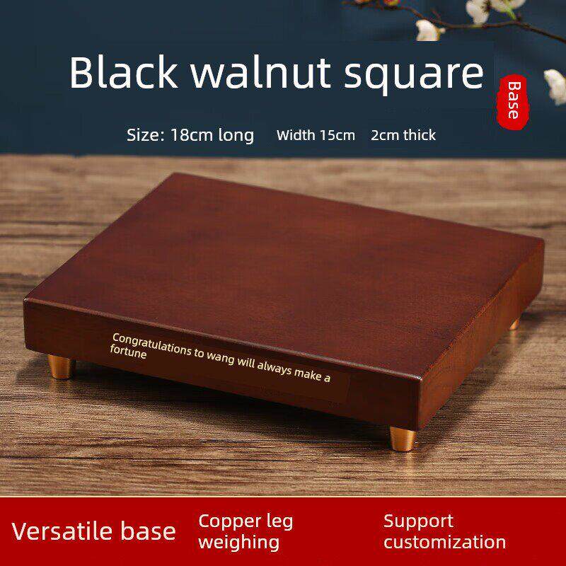 黑胡桃底座摆件进口工艺品花瓶佛像奇石酒架柜木实木底座刻字