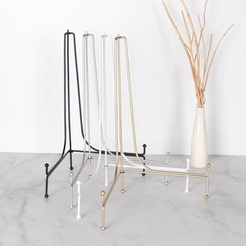 大号简约圆形钟表瓷盘支架托架挂钟装饰盘壁画底座架子金属展示架