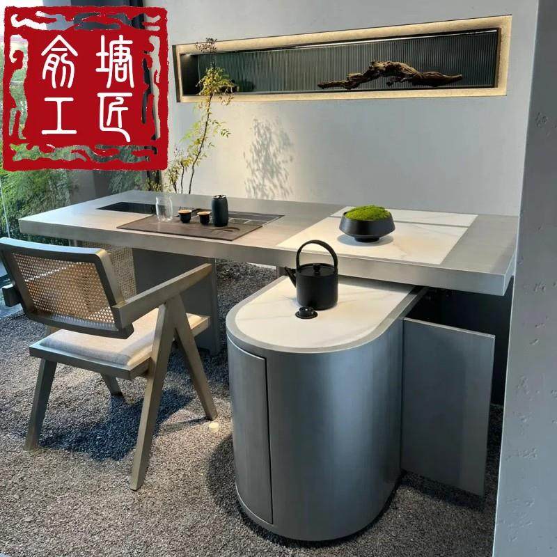 新中式茶桌全实木现代简约轻奢茶台家用办公室宋代美学茶桌椅组合