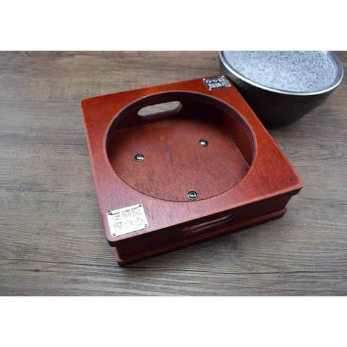 石碗木盒防烫高温专用石锅木架新款通用木垫砂锅底座石锅木盒隔热