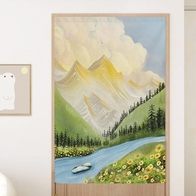 夏季门帘隔断帘卧室短帘ins风高级感室内家用房间半帘免打孔布艺