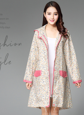 时尚碎花风衣雨衣女日韩收腰修身轻薄户外旅行上班外套小清新雨披