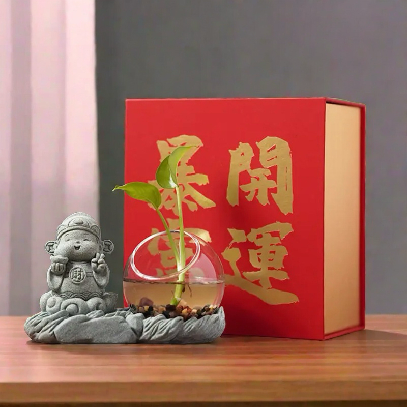 《财神驾到》小财神招财摆件桌面水培工位礼盒创意礼物员工,家居饰品,桌面摆件,淘宝优惠券,粉丝福利购,淘宝优惠卷