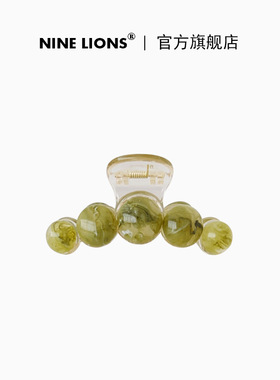 九只狮子（饰品）绿色复古抓夹气质百搭鲨鱼夹后脑勺马尾夹发饰女