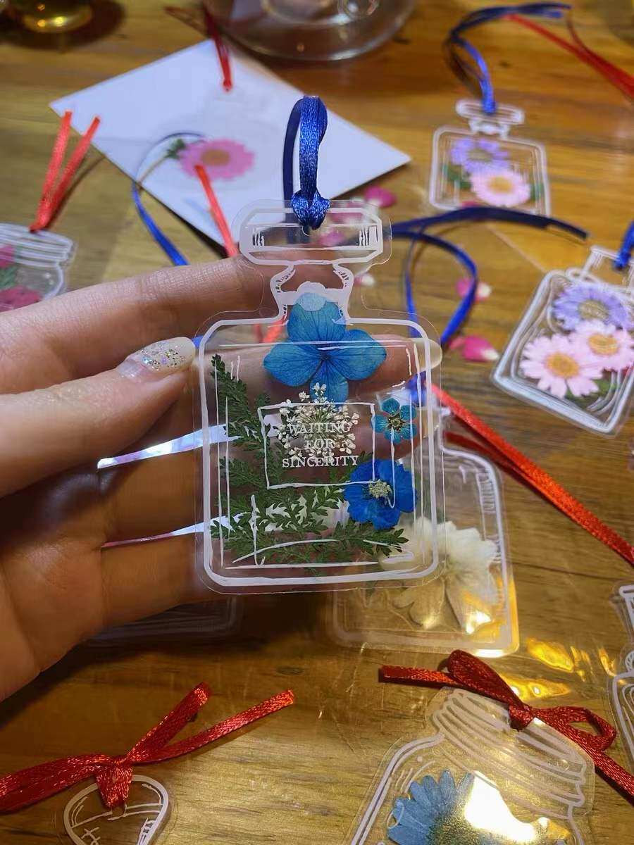 干花书签diy手工diy材料透明瓶子