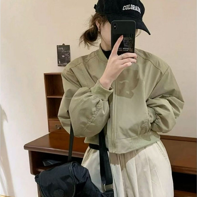 美式复古棒球服外套女春季2025年新款休闲百搭小个子短款夹克上衣