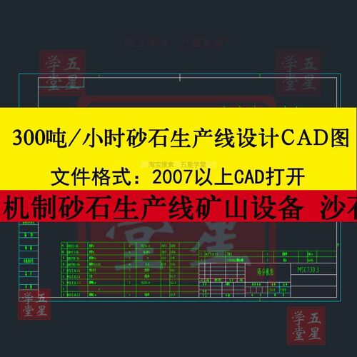 300吨/小时机制砂石生产线设计CAD图矿山设备沙石线筛分机大样图