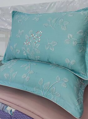 定制纯棉加厚斜纹四季款枕套单人枕头套全棉成人家用枕芯套一对装