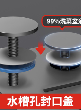 水槽孔封口盖枪灰色全铜装饰盖厨房不锈钢洗菜盆堵孔盖龙头密封盖