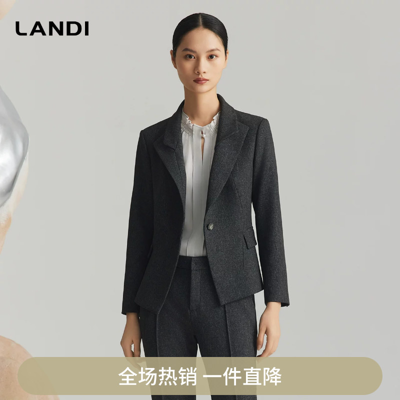 花纱灰收腰显瘦西服外套