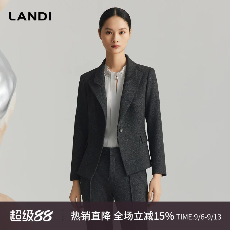 花纱灰收腰显瘦西服外套