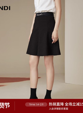 LANDI高腰黑色a字短裙显高显瘦小个子半身裙女秋冬新款