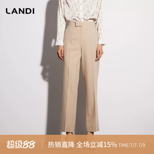 麦冬茶色手工拱简约西装裤
