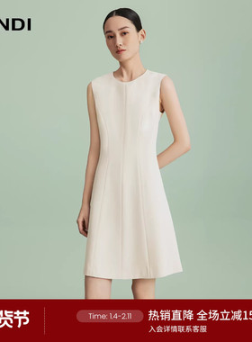 [赫本风]LANDI轻奢设计感乳白色无袖气质通勤连衣裙女2024夏新款