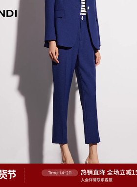LANDI藏蓝色高腰修身显瘦通勤直筒西装裤女小个子春新品