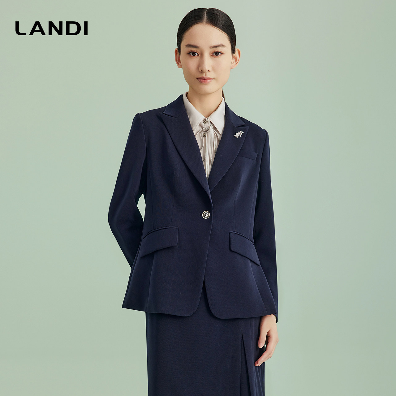 LANDI收腰戗驳领西服上衣